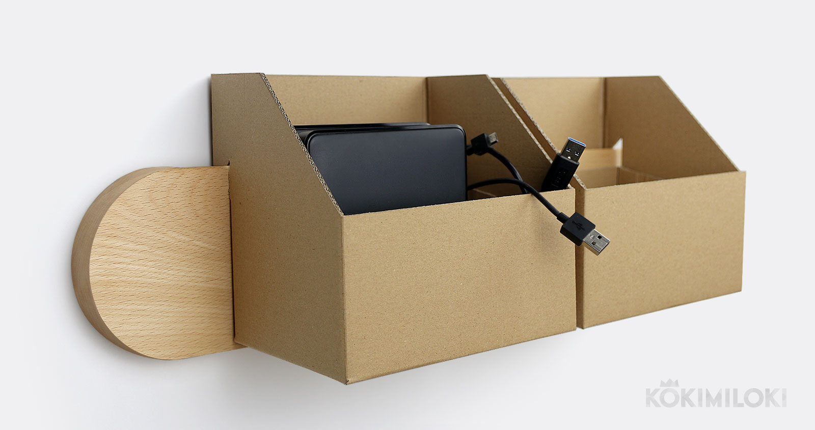 wall-mounted cardboard catch-all box