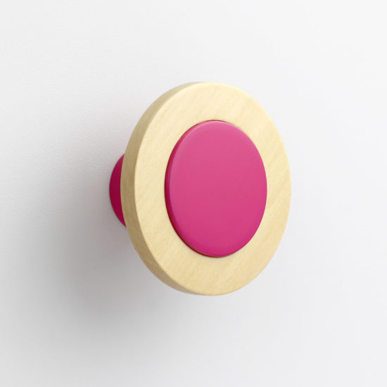 children's wall hangers - pink wall knob attached to the wall