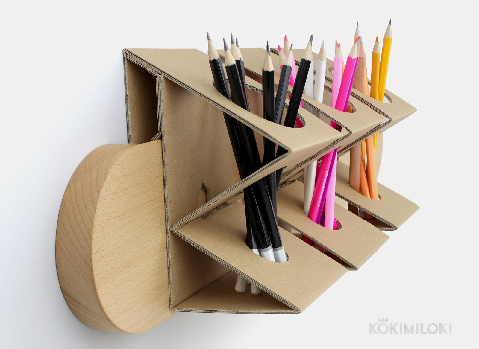 side view of handmade pencil holder